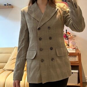 Tan vintage double breasted blazer jacket